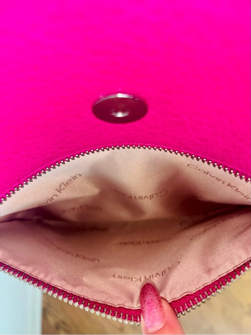 Calvin Klein Hot Pink Leather Backpack Silver Hardware Y2K Girly